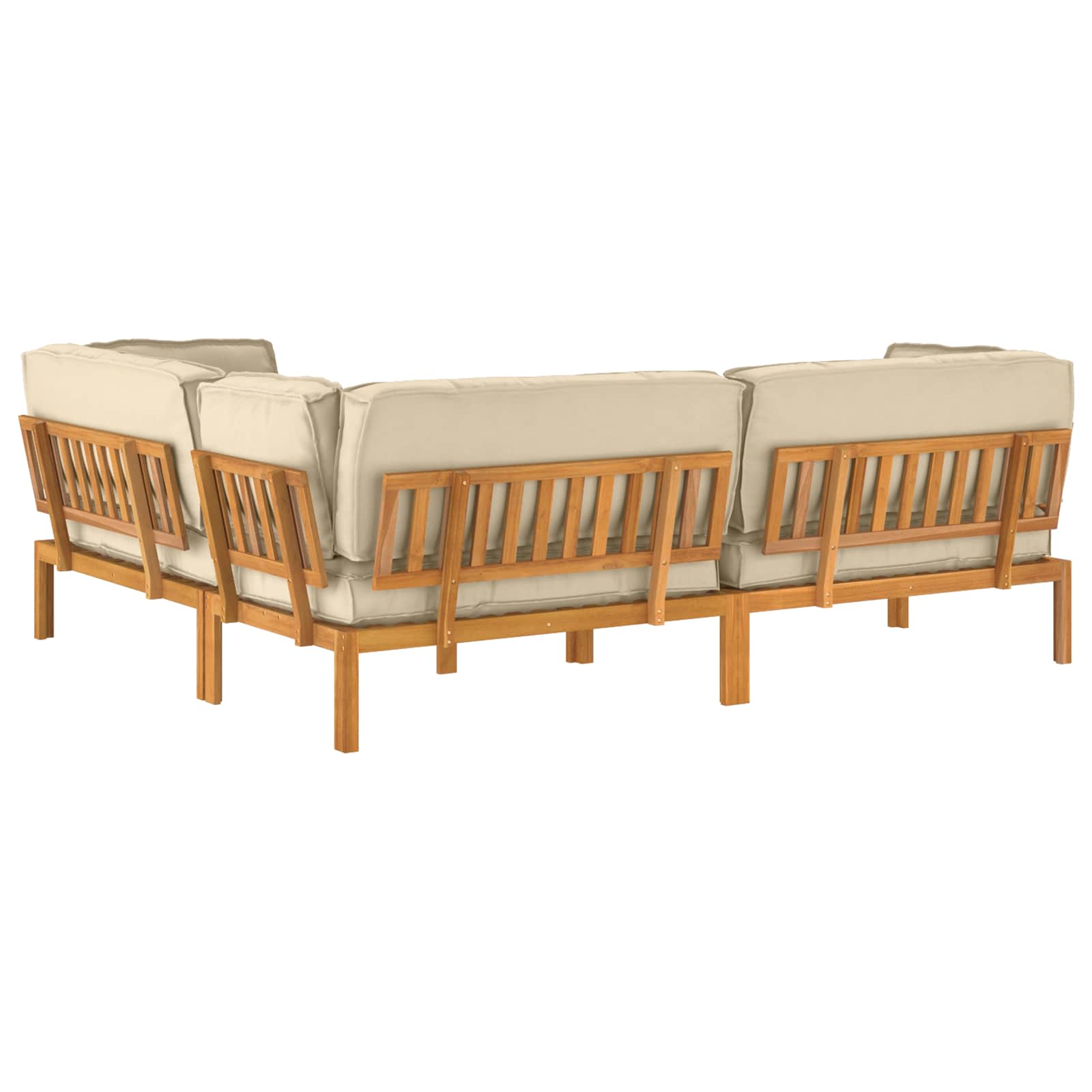 Bankstel met kussen Effen 4 pcs Beige Massief Acaciahout image 11