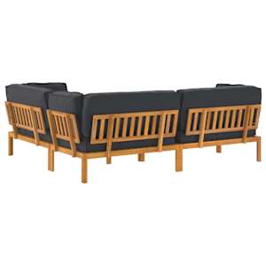 Set pohovek s polštářem 4 pcs Černá Masivní akátové dřevo - obrázek 11