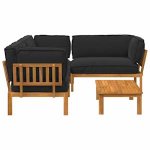 Set pohovek s polštářem 4 pcs Černá Masivní akátové dřevo - obrázek 10