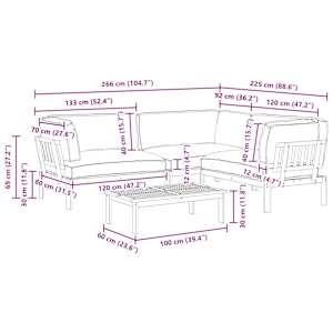 Set pohovek s polštářem 4 pcs Černá Masivní akátové dřevo - obrázek 18