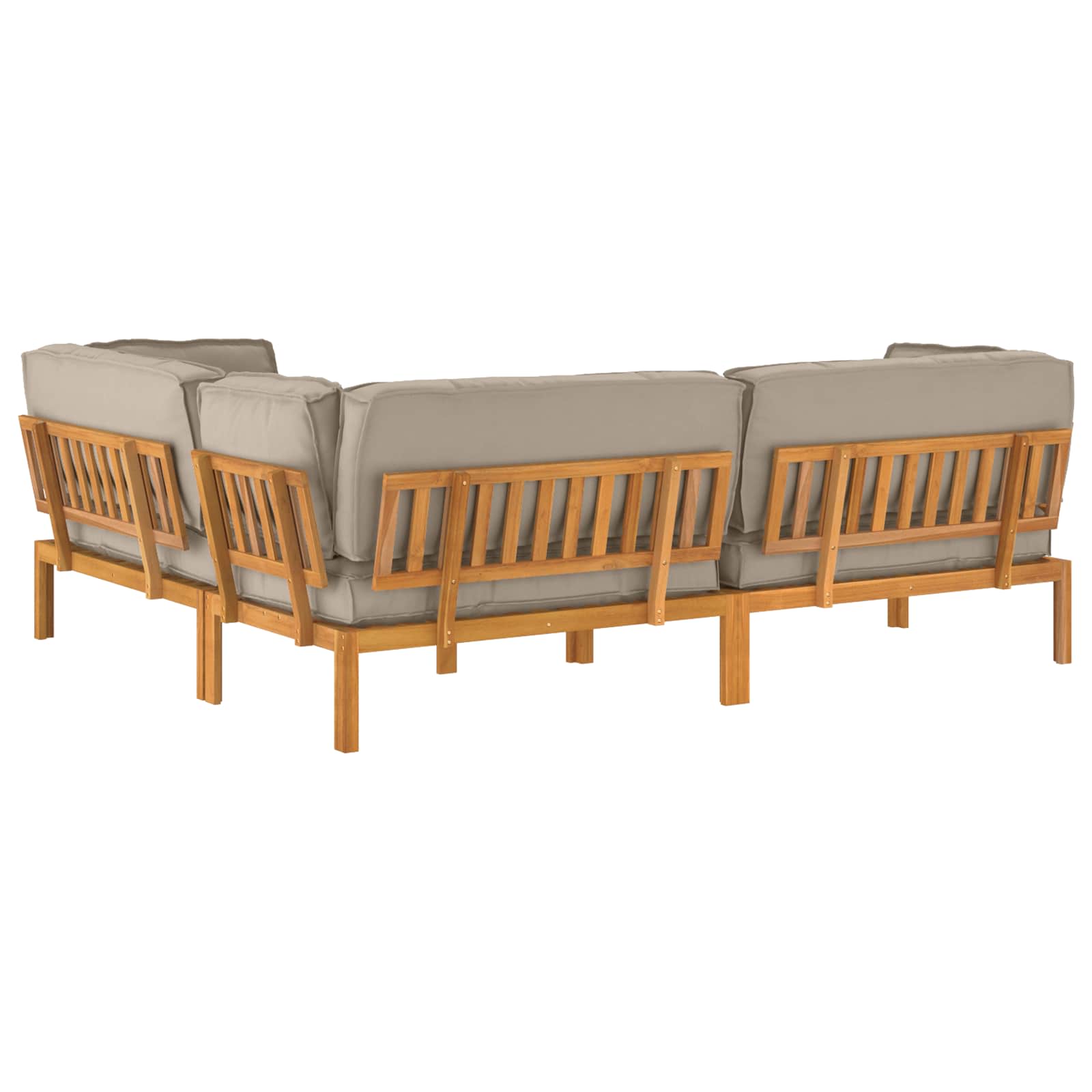 Bankstel met kussen Effen 4 pcs Taupe Massief Acaciahout image 11