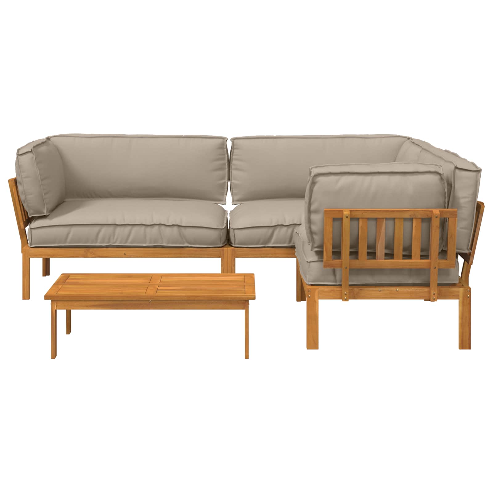 Bankstel met kussen Effen 4 pcs Taupe Massief Acaciahout image 9