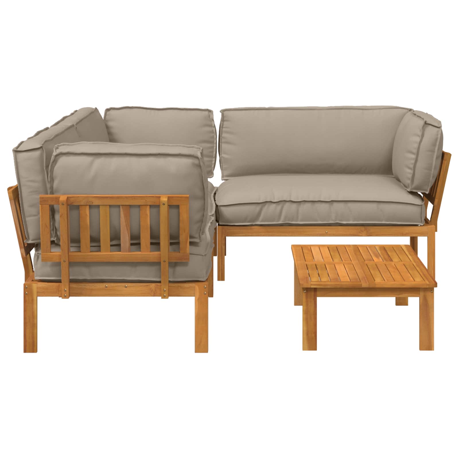 Bankstel met kussen Effen 4 pcs Taupe Massief Acaciahout image 10