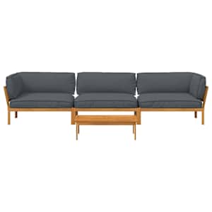 Set pohovek s polštářem 4 pcs Antracit Masivní akátové dřevo - obrázek 10