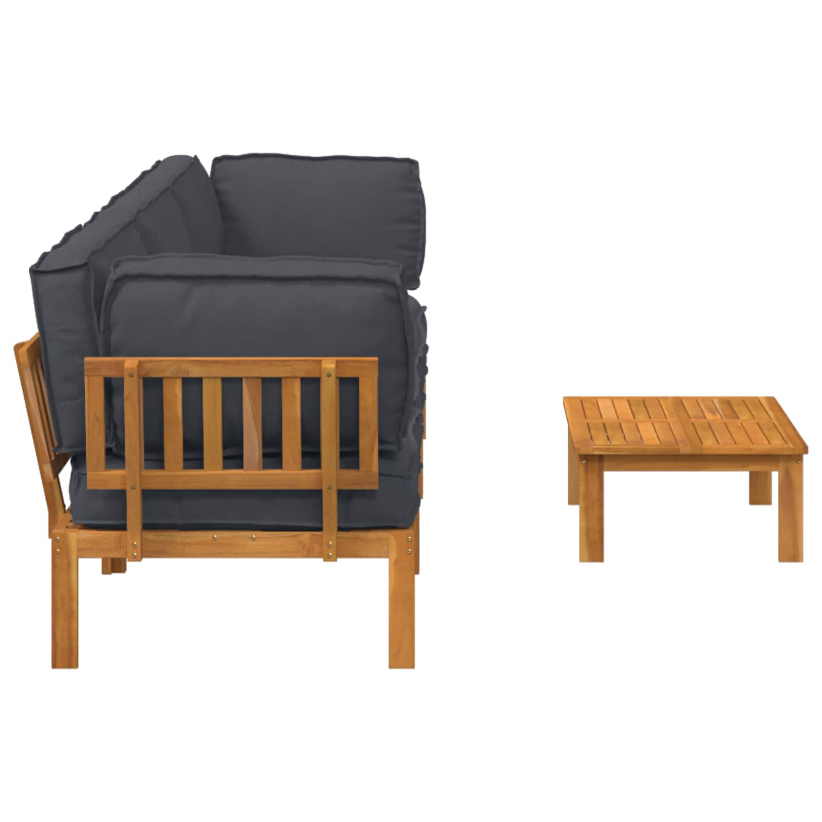 Bankstel met kussen Effen 4 pcs Antraciet Massief Acaciahout image 11