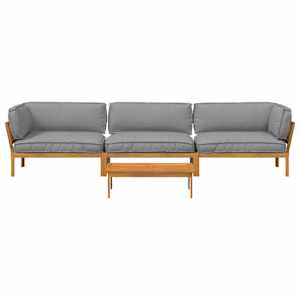 Set pohovek s polštářem 4 pcs Šedá Masivní akátové dřevo - obrázek 10