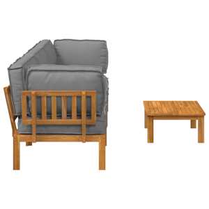 Set pohovek s polštářem 4 pcs Šedá Masivní akátové dřevo - obrázek 11