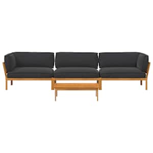 Set pohovek s polštářem 4 pcs Černá Masivní akátové dřevo - obrázek 10