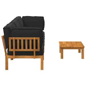 Set pohovek s polštářem 4 pcs Černá Masivní akátové dřevo - obrázek 11