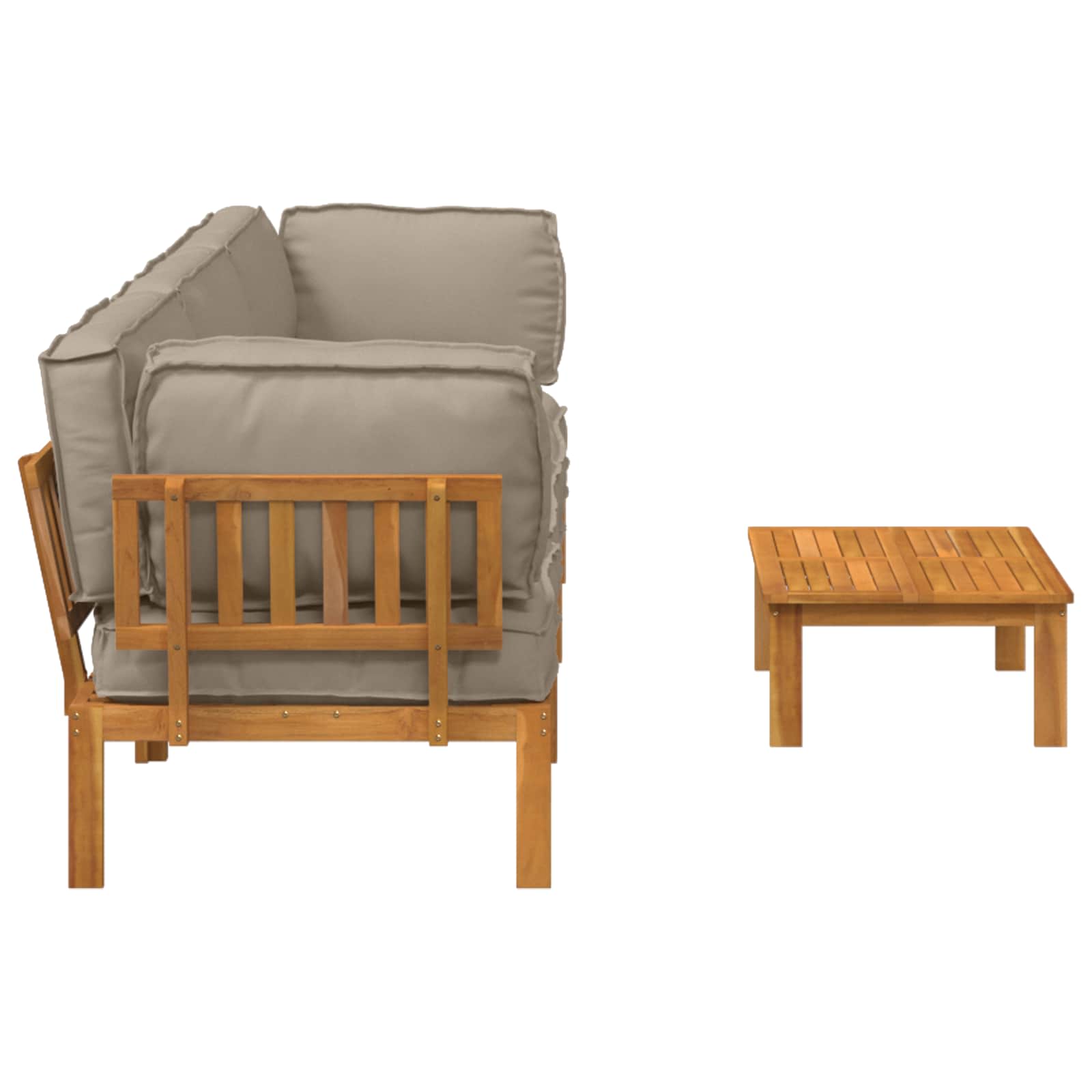 Bankstel met kussen Effen 4 pcs Taupe Massief Acaciahout image 11