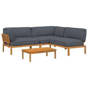Set pohovek s polštářem 4 pcs Antracit Masivní akátové dřevo - obrázek 2