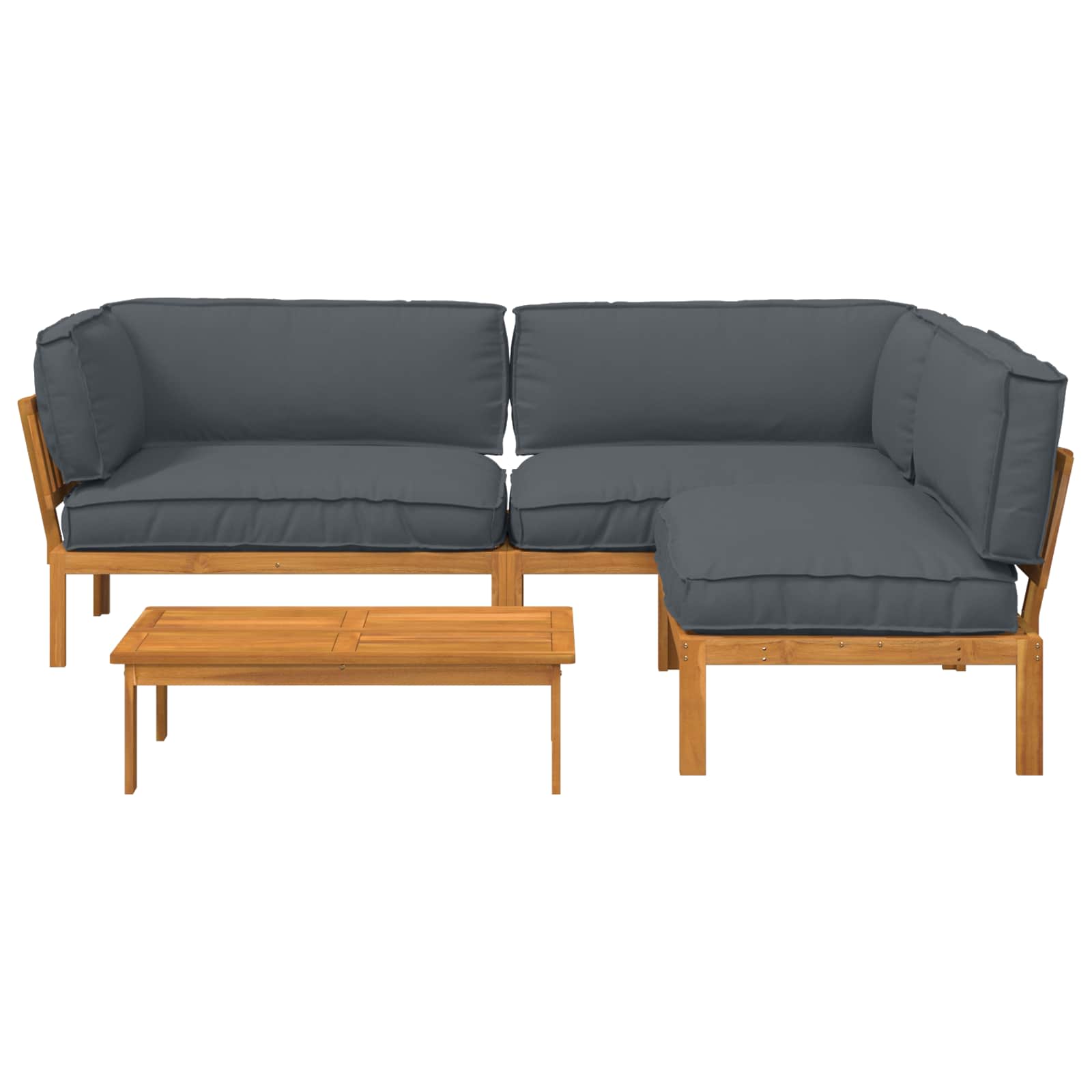 Bankstel met kussen Effen 4 pcs Antraciet Massief Acaciahout image 10