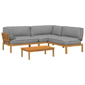 Set pohovek s polštářem 4 pcs Šedá Masivní akátové dřevo - obrázek 2