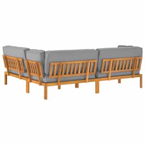 Set pohovek s polštářem 4 pcs Šedá Masivní akátové dřevo - obrázek 12