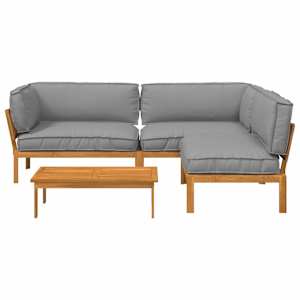 Set pohovek s polštářem 4 pcs Šedá Masivní akátové dřevo - obrázek 10