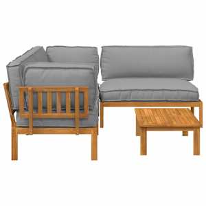Set pohovek s polštářem 4 pcs Šedá Masivní akátové dřevo - obrázek 11