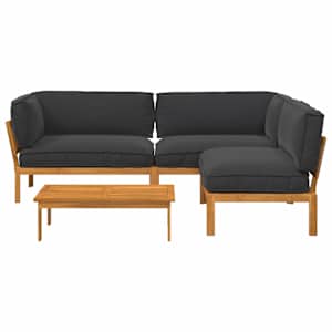 Set pohovek s polštářem 4 pcs Černá Masivní akátové dřevo - obrázek 10