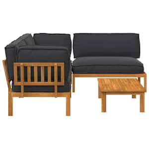 Set pohovek s polštářem 4 pcs Černá Masivní akátové dřevo - obrázek 11