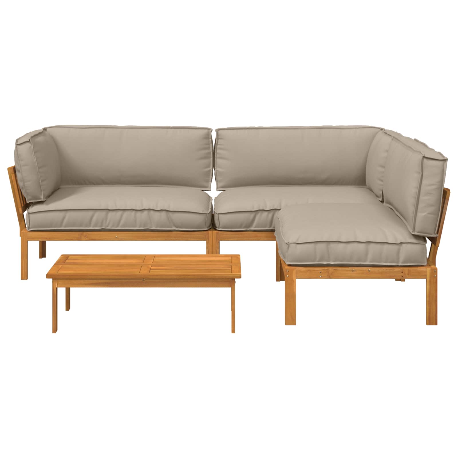 Bankstel met kussen Effen 4 pcs Taupe Massief Acaciahout image 10