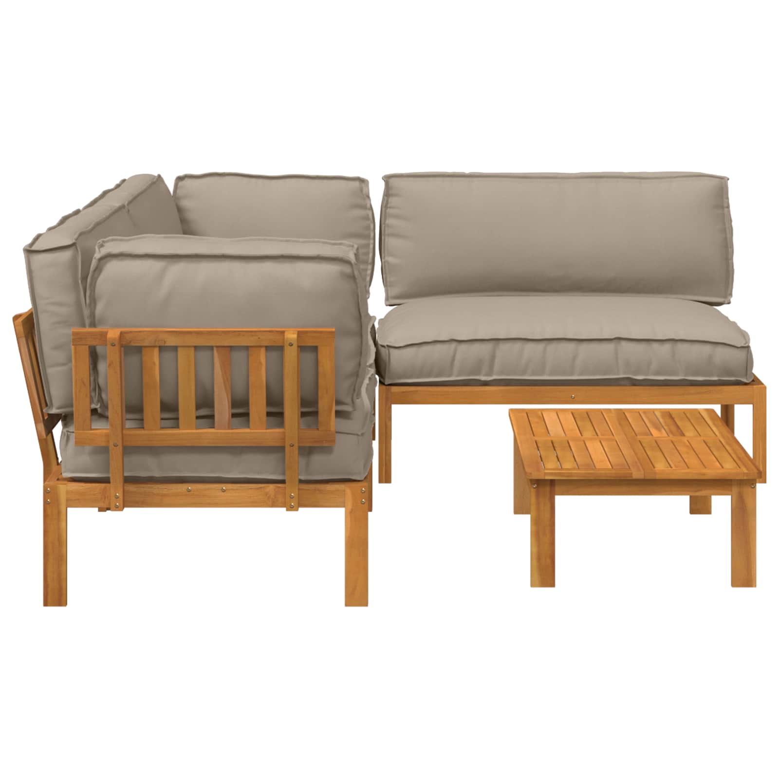 Bankstel met kussen Effen 4 pcs Taupe Massief Acaciahout image 11