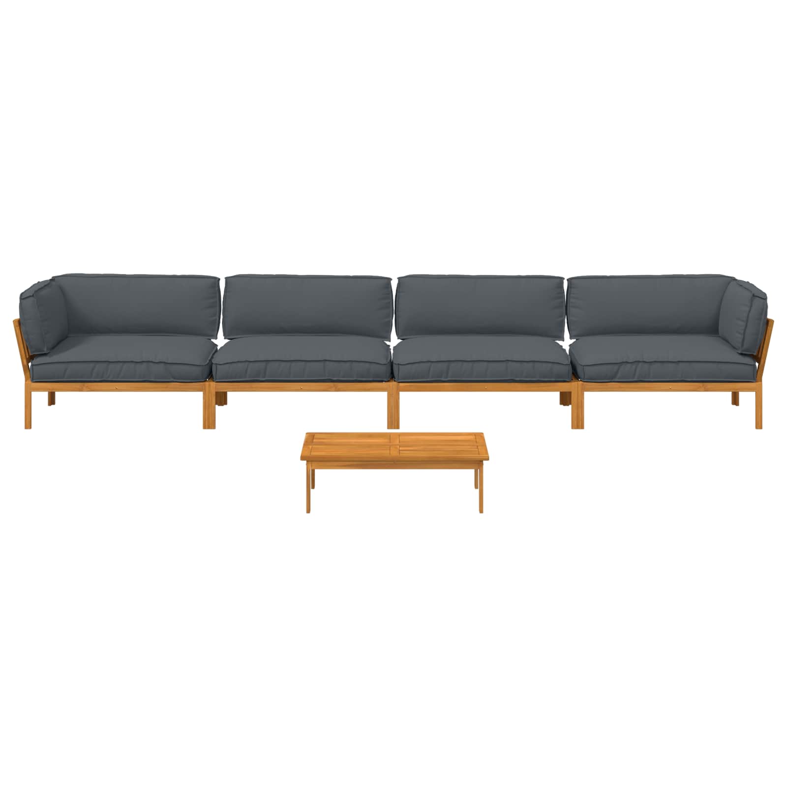 Bankstel met kussen Effen 5 pcs Antraciet Massief Acaciahout image 10