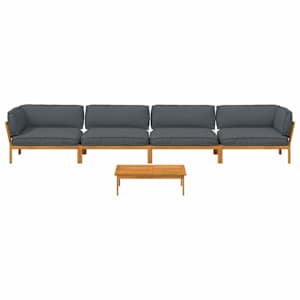 Set pohovek s polštářem 5 pcs Antracit Masivní akátové dřevo - obrázek 10