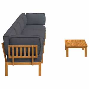 Set pohovek s polštářem 5 pcs Antracit Masivní akátové dřevo - obrázek 11
