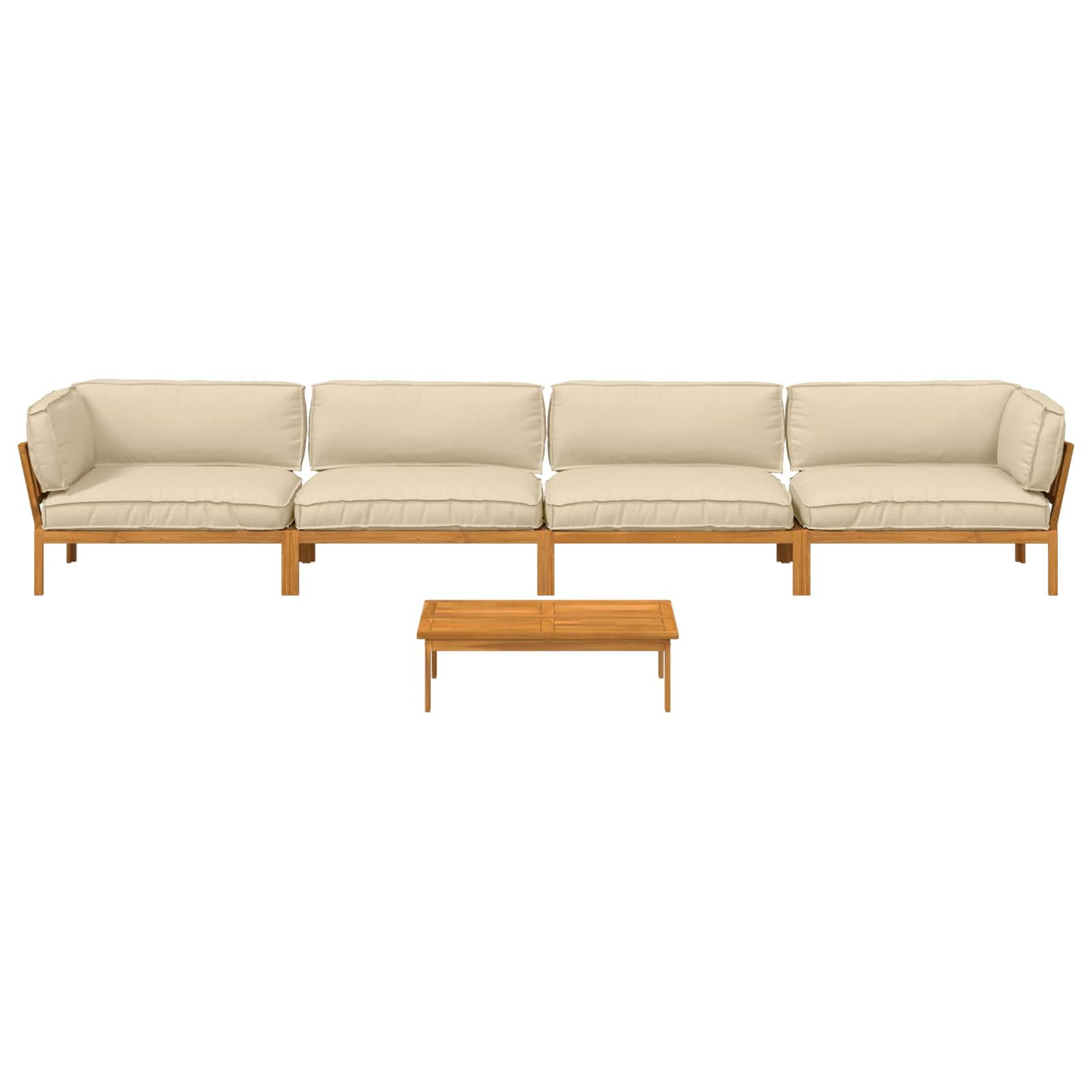 Bankstel met kussen Effen 5 pcs Beige Massief Acaciahout image 10
