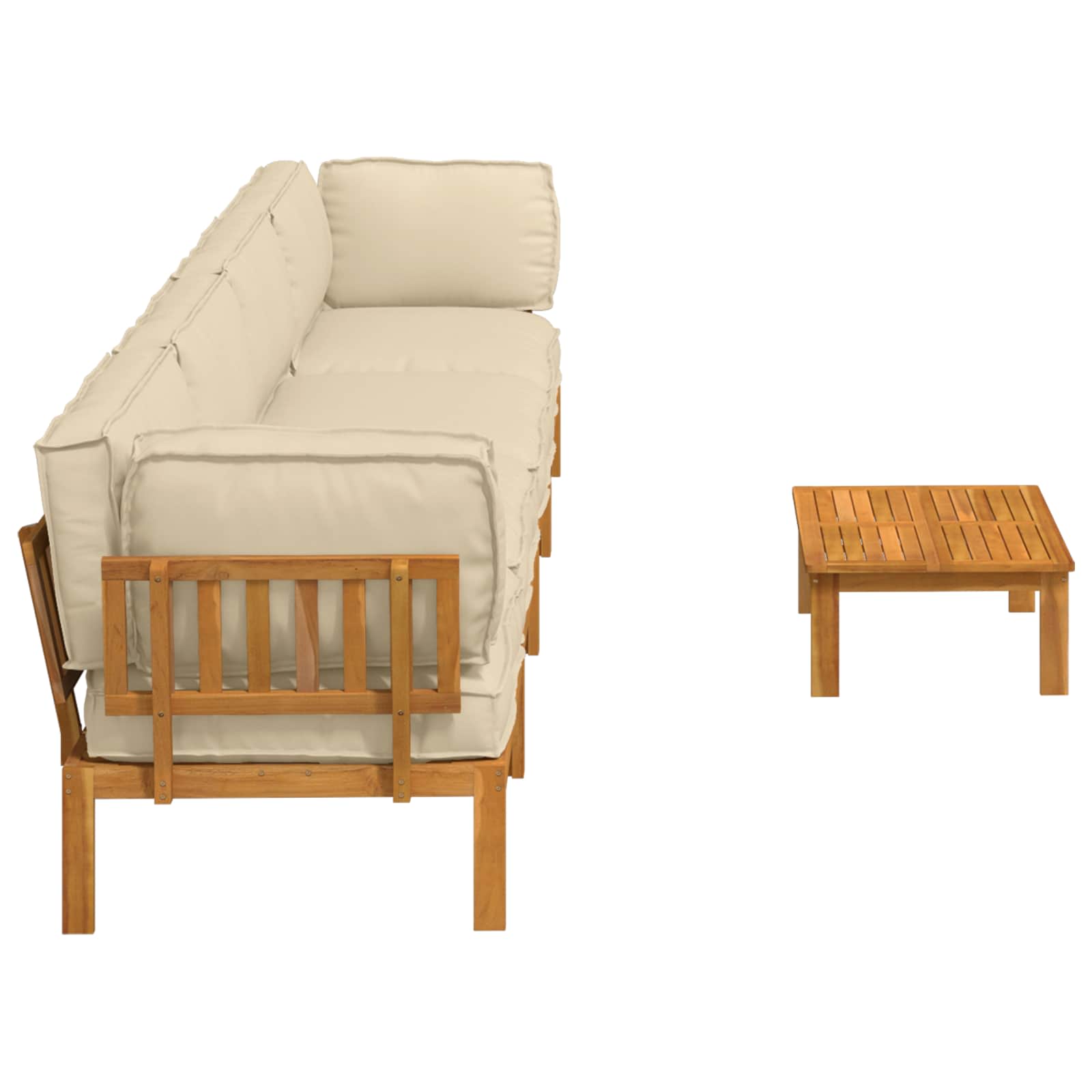 Bankstel met kussen Effen 5 pcs Beige Massief Acaciahout image 11