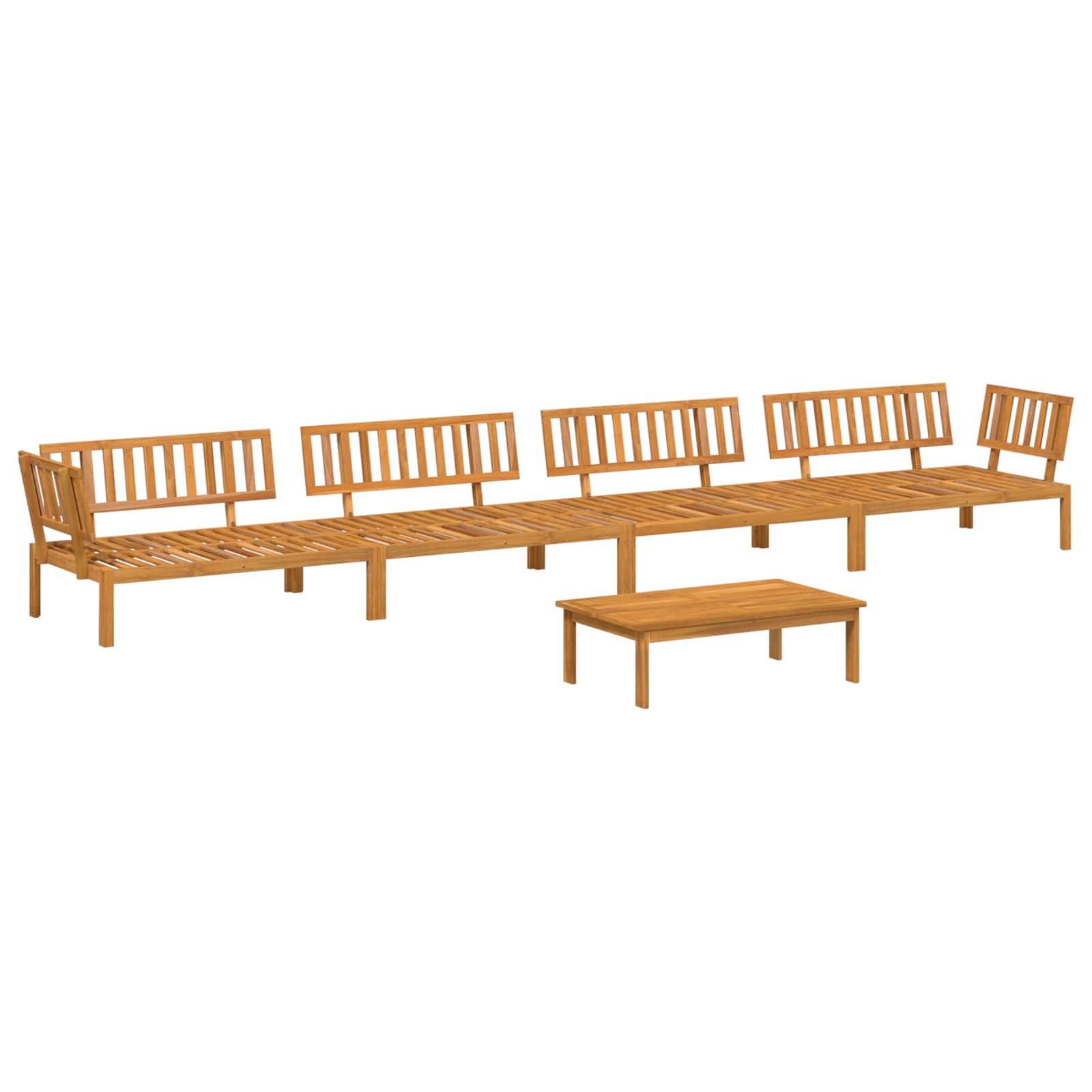 Bankstel met kussen Effen 5 pcs Taupe Massief Acaciahout image 3