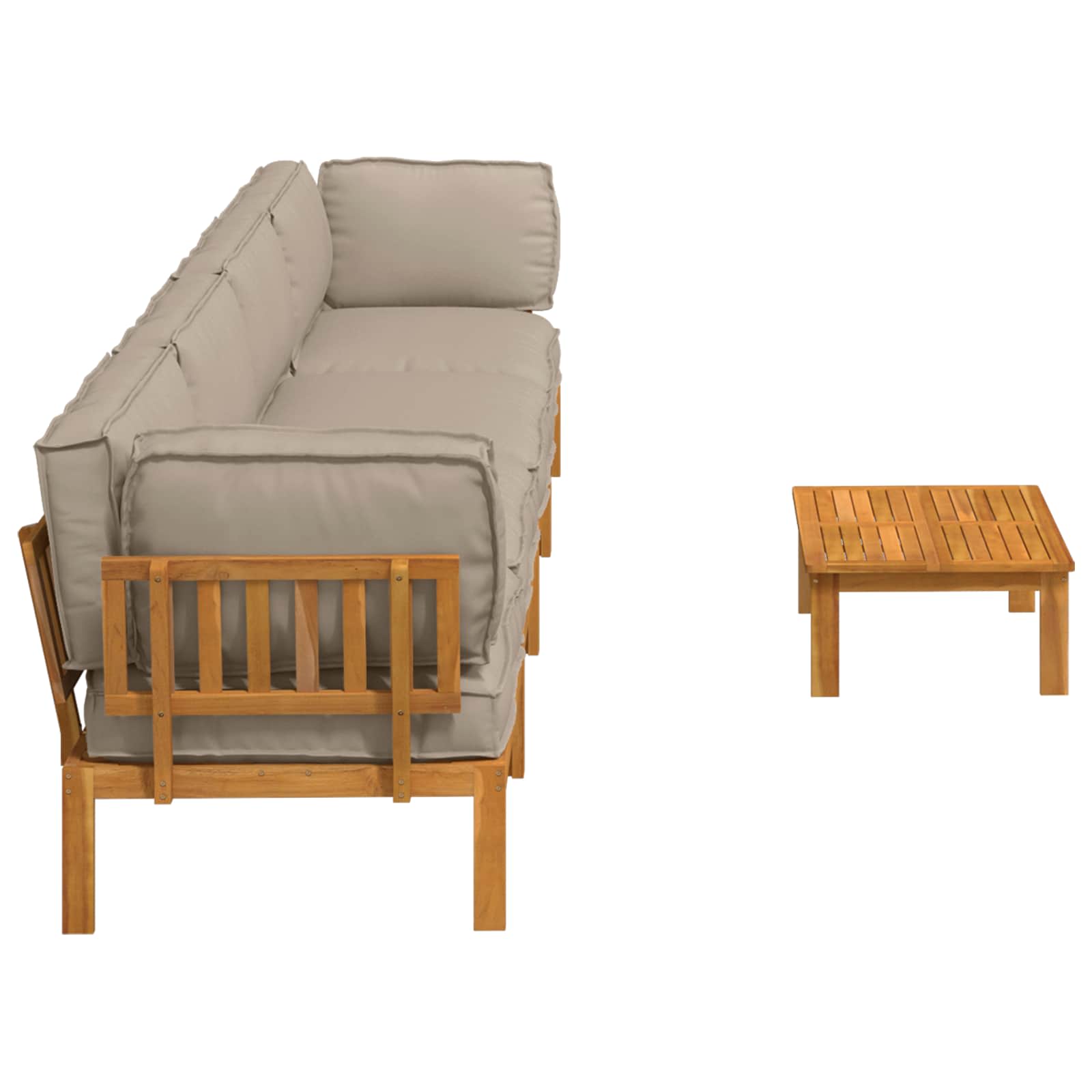 Bankstel met kussen Effen 5 pcs Taupe Massief Acaciahout image 11