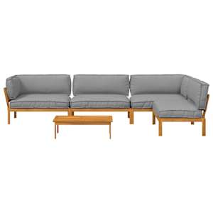 Set pohovek s polštářem 5 pcs Šedá Masivní akátové dřevo - obrázek 10