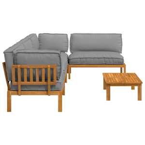 Set pohovek s polštářem 5 pcs Šedá Masivní akátové dřevo - obrázek 11