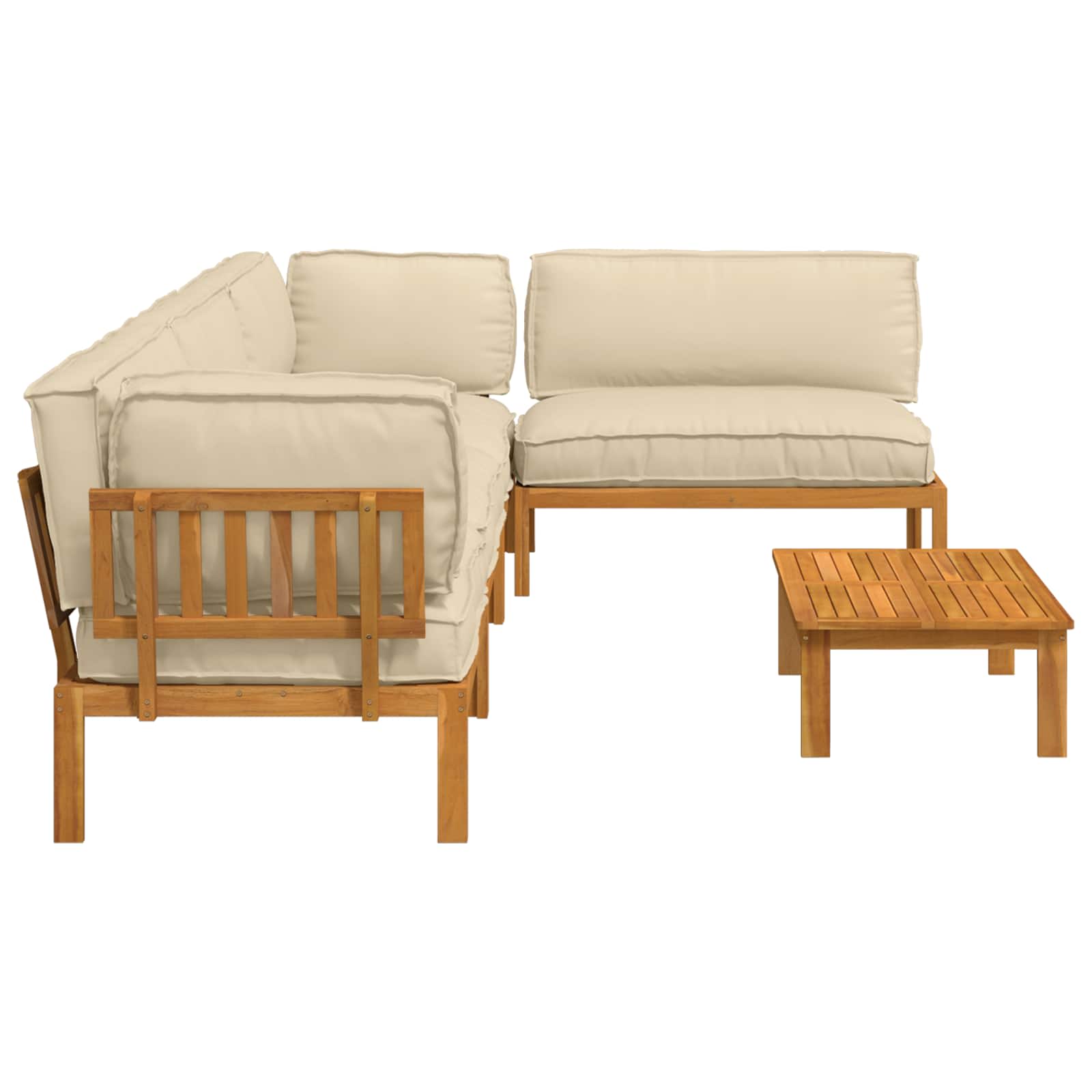 Bankstel met kussen Effen 5 pcs Beige Massief Acaciahout image 11
