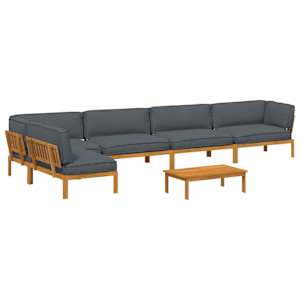 Set pohovek s polštářem 6 pcs Antracit Masivní akátové dřevo - obrázek 2
