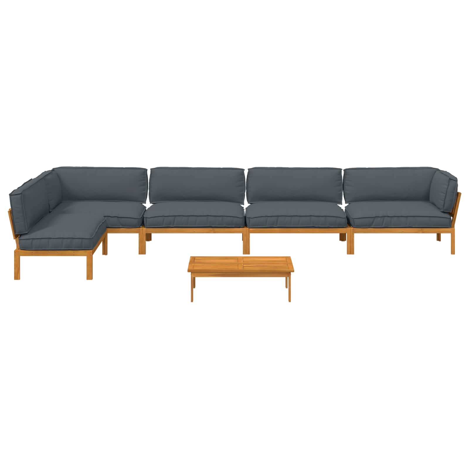 Bankstel met kussen Effen 6 pcs Antraciet Massief Acaciahout image 10