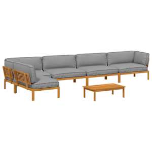 Set pohovek s polštářem 6 pcs Šedá Masivní akátové dřevo - obrázek 2