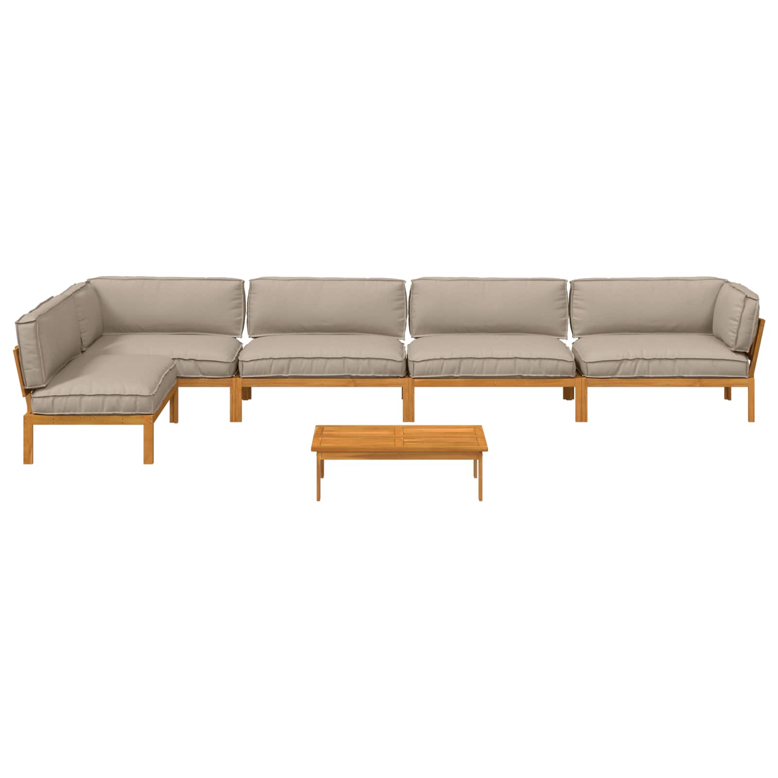 Bankstel met kussen Effen 6 pcs Taupe Massief Acaciahout image 10