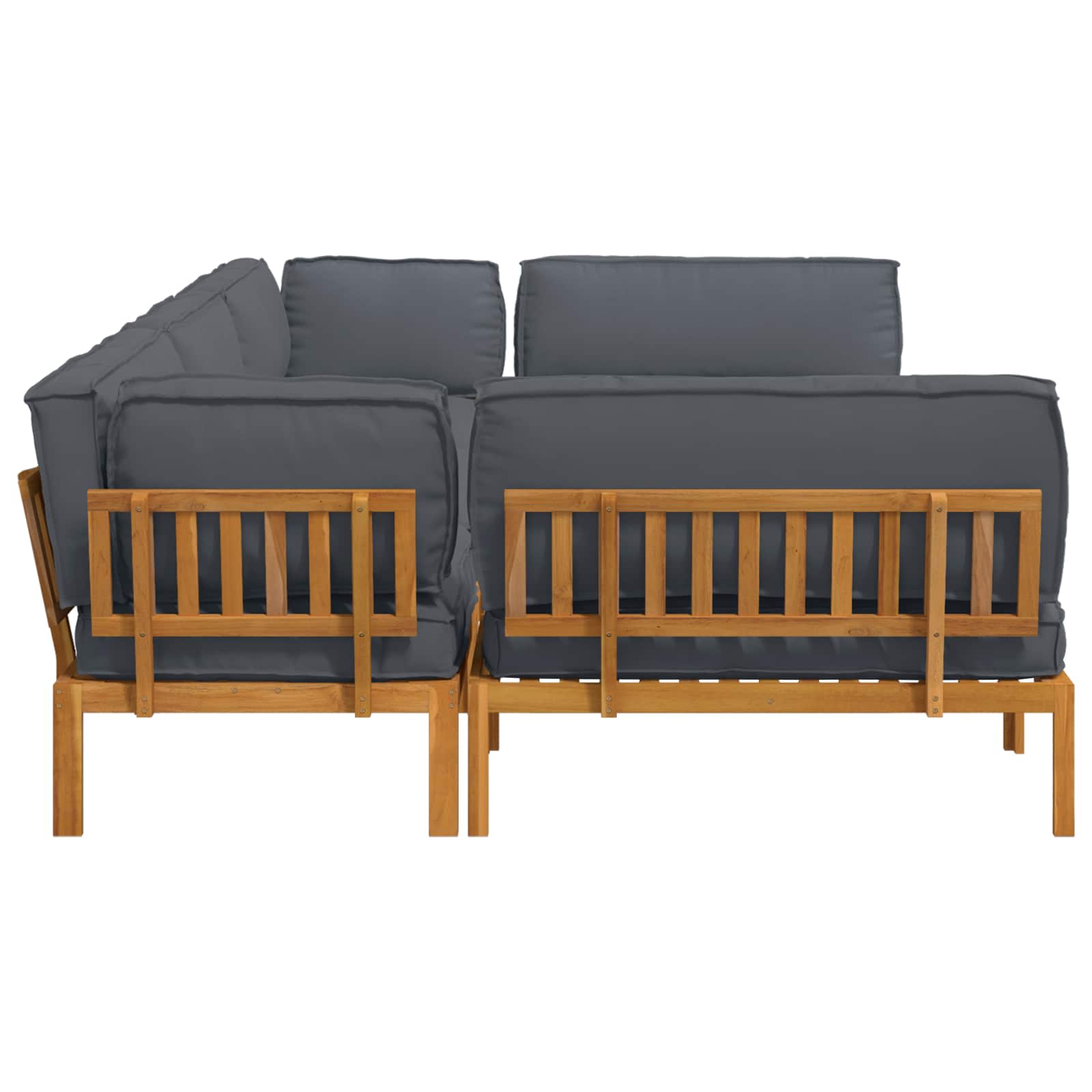 Bankstel met kussen Effen 6 pcs Antraciet Massief Acaciahout image 11