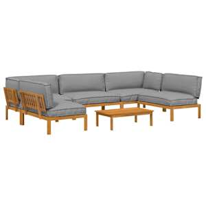Set pohovek s polštářem 6 pcs Šedá Masivní akátové dřevo - obrázek 2
