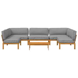 Set pohovek s polštářem 6 pcs Šedá Masivní akátové dřevo - obrázek 10