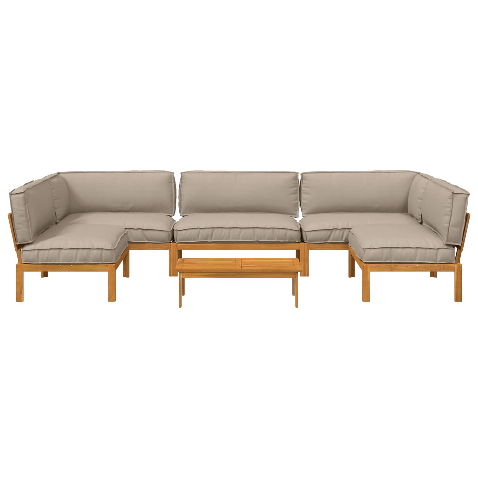 Bankstel met kussen Effen 6 pcs Taupe Massief Acaciahout image 10