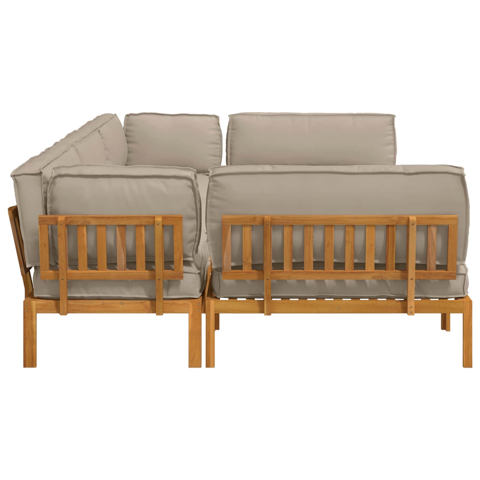 Bankstel met kussen Effen 6 pcs Taupe Massief Acaciahout image 11