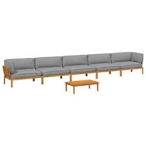 Set pohovek s polštářem 6 pcs Šedá Masivní akátové dřevo - obrázek 2