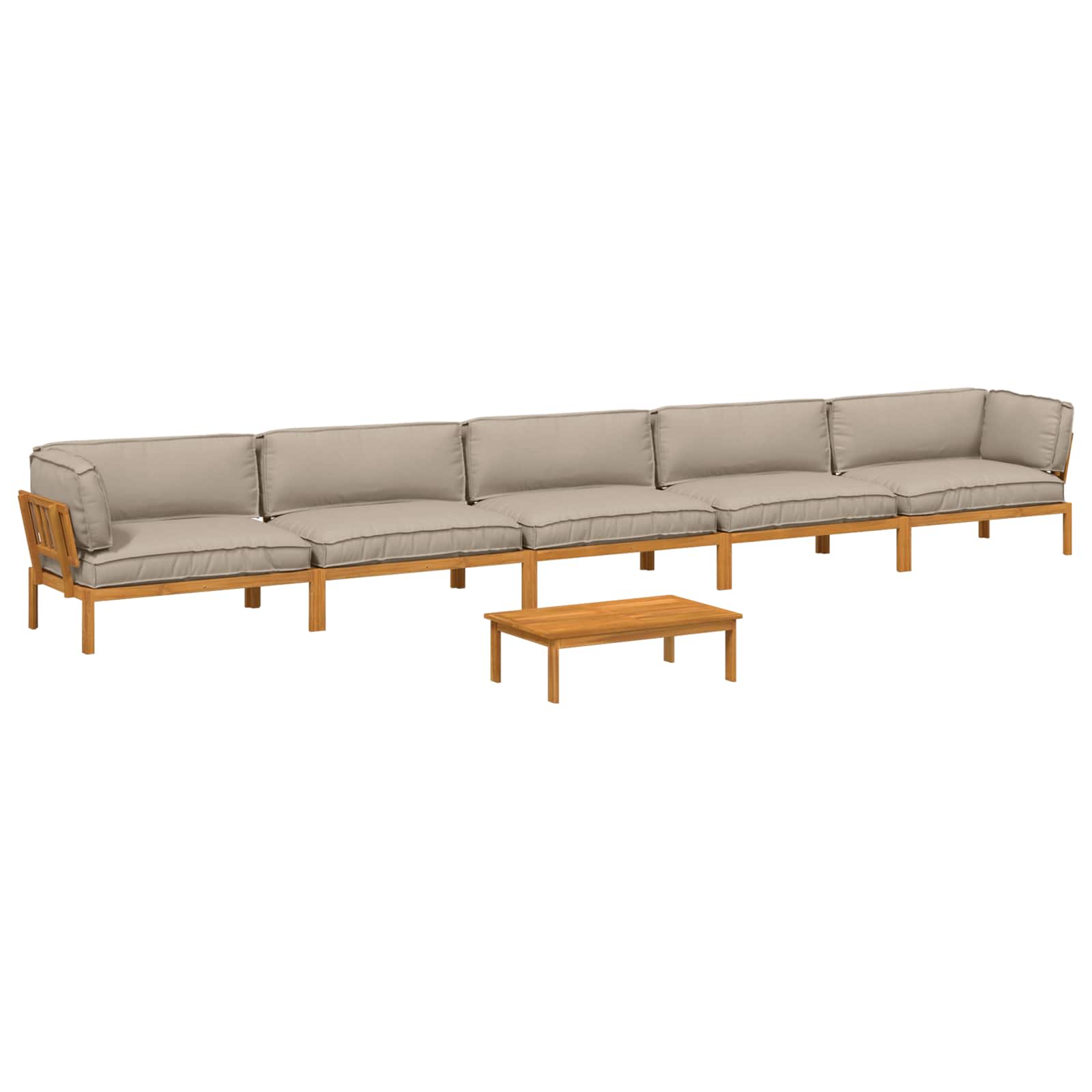 Bankstel met kussen Effen 6 pcs Taupe Massief Acaciahout image 2