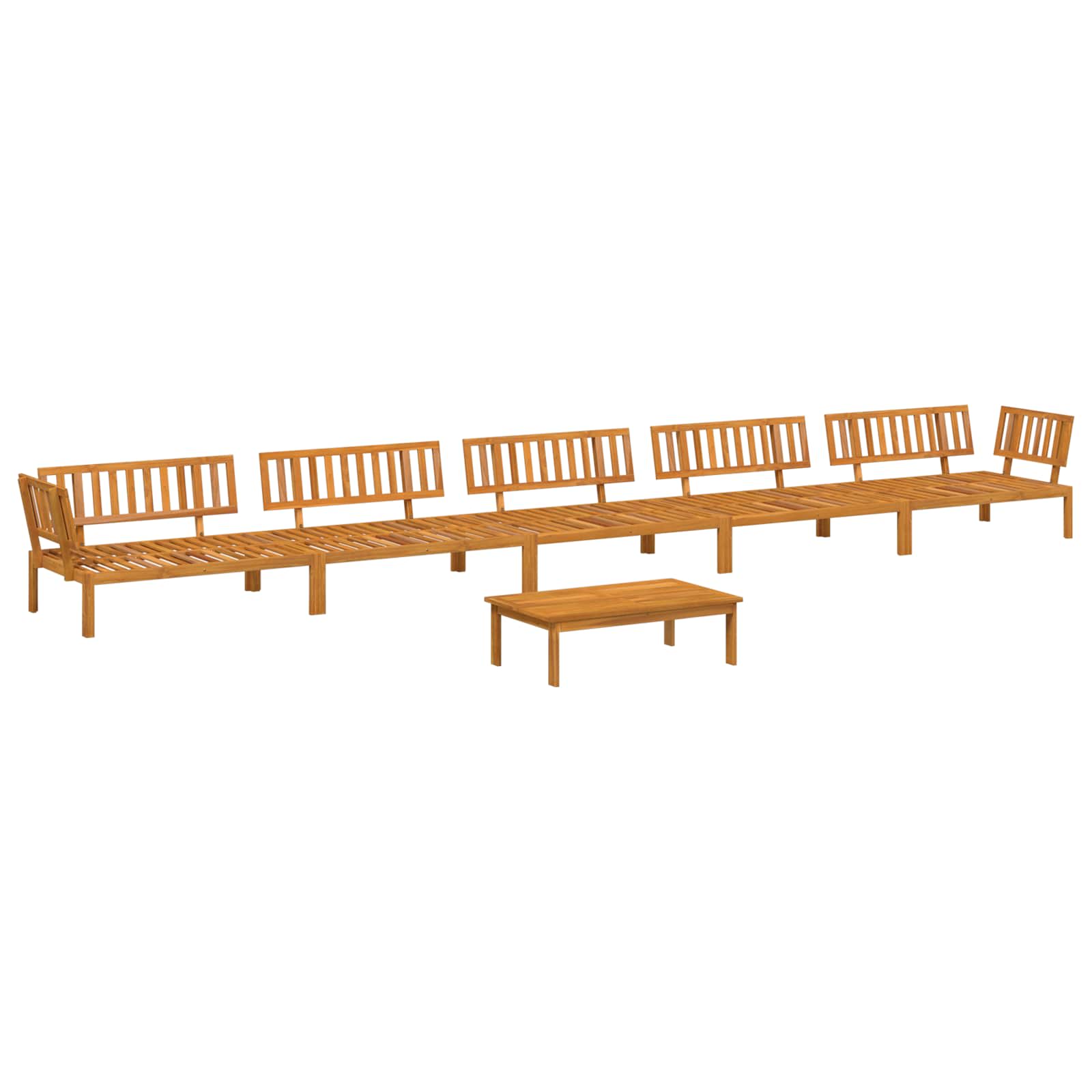Bankstel met kussen Effen 6 pcs Taupe Massief Acaciahout image 3