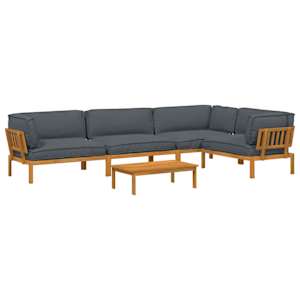 Set pohovek s polštářem 5 pcs Antracit Masivní akátové dřevo - obrázek 2