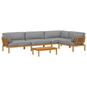 Set pohovek s polštářem 5 pcs Šedá Masivní akátové dřevo - obrázek 2
