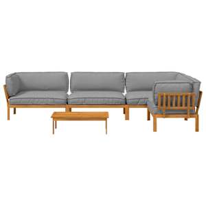 Set pohovek s polštářem 5 pcs Šedá Masivní akátové dřevo - obrázek 10