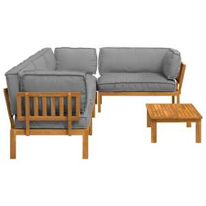 Set pohovek s polštářem 5 pcs Šedá Masivní akátové dřevo - obrázek 11